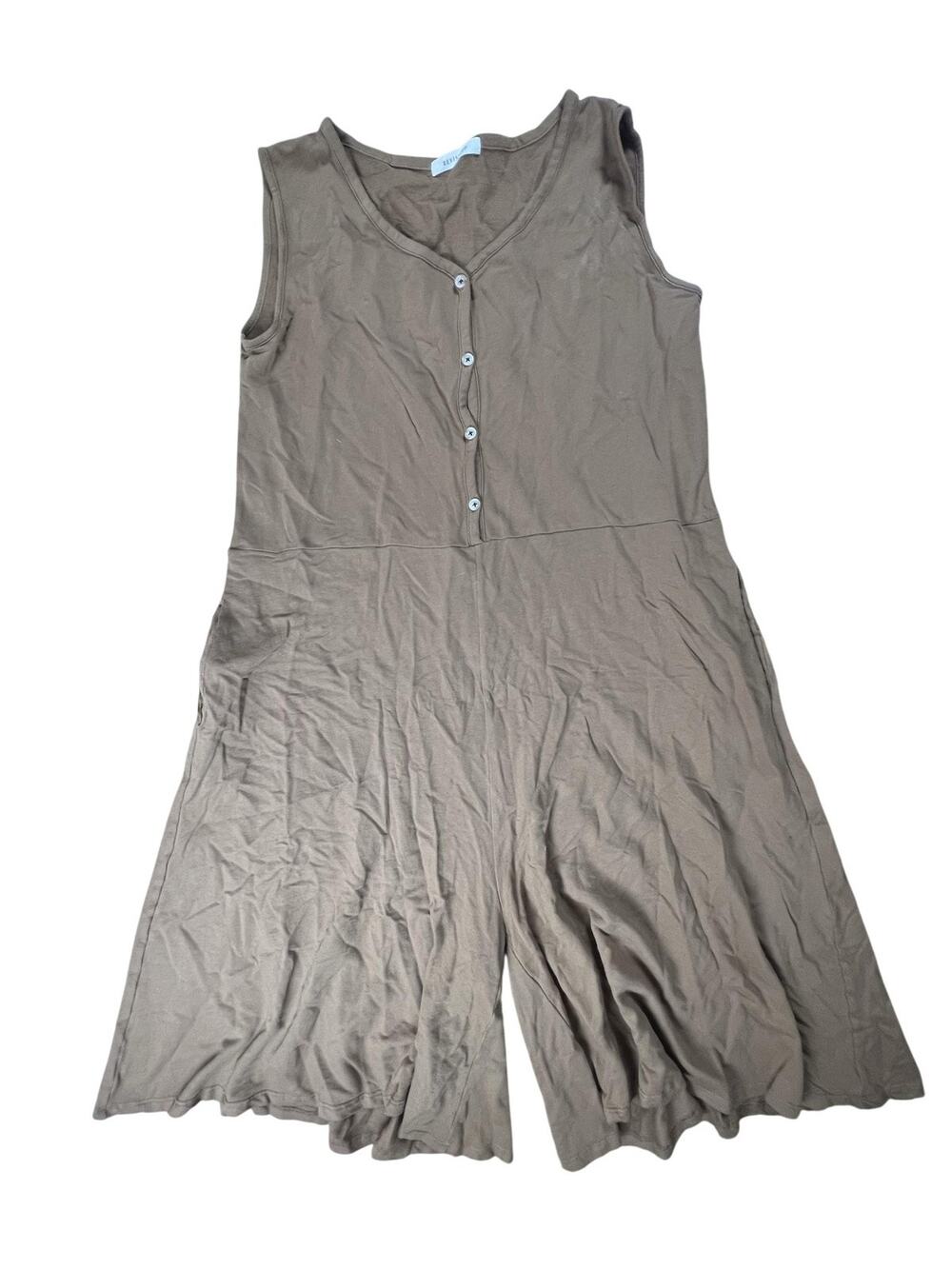 REVISITED Jumpsuit Womens M Brown One-Piece Sleeveless V-Neck Jersey Casual